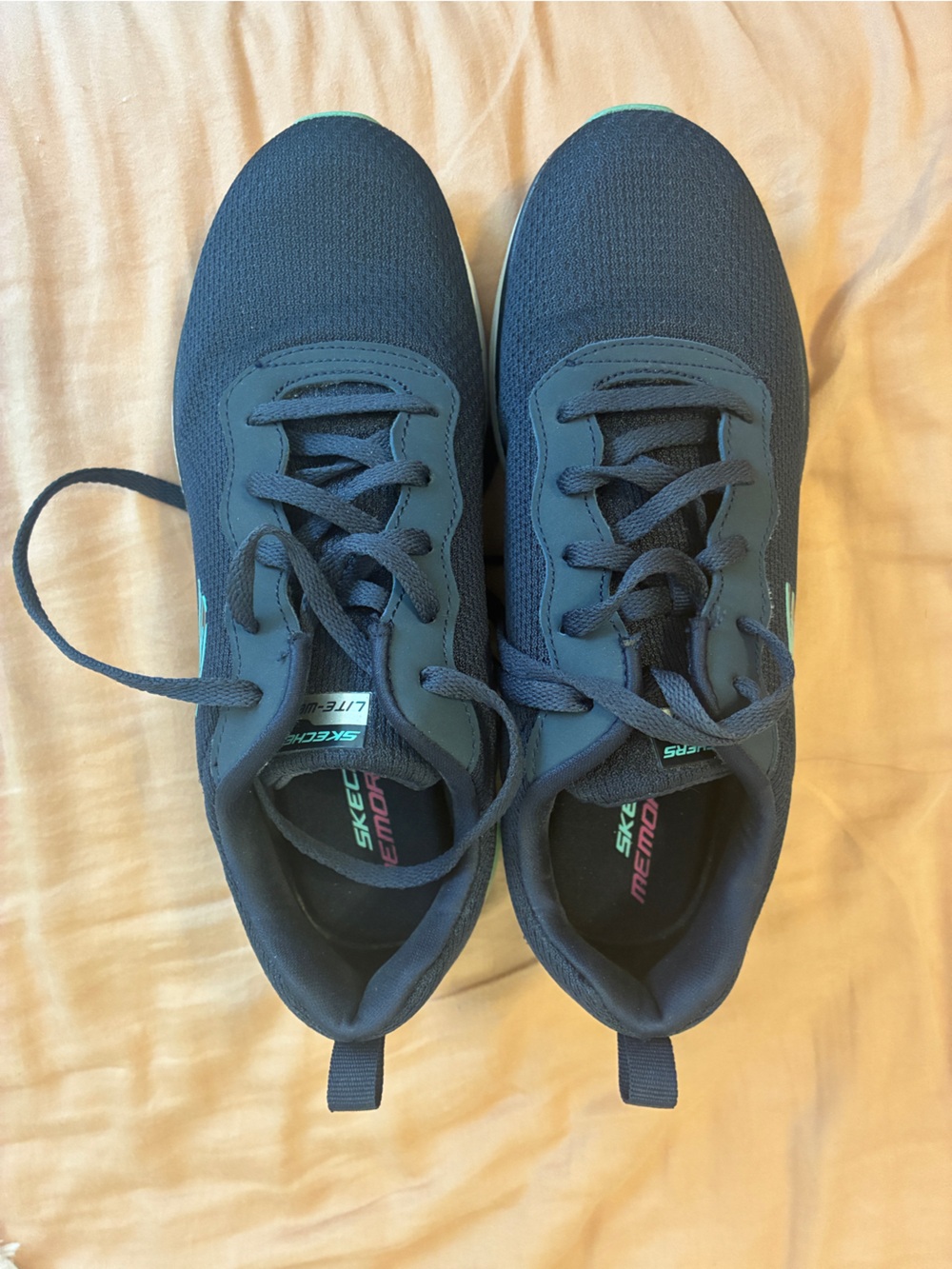 Skechers Memory Foam Lite-Weight Navy Teal Sneakers Women’s Size 8